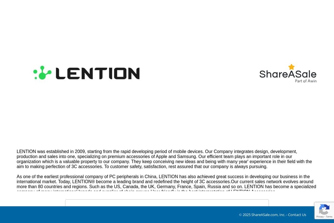 Lention affiliate program signup page