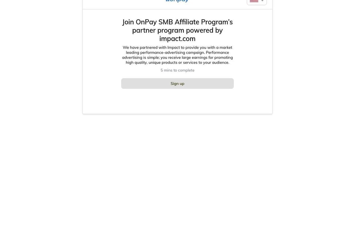 OnPay affiliate program signup page