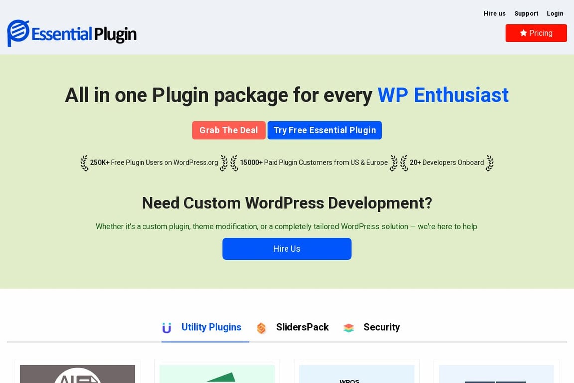 WP Online Support homepage