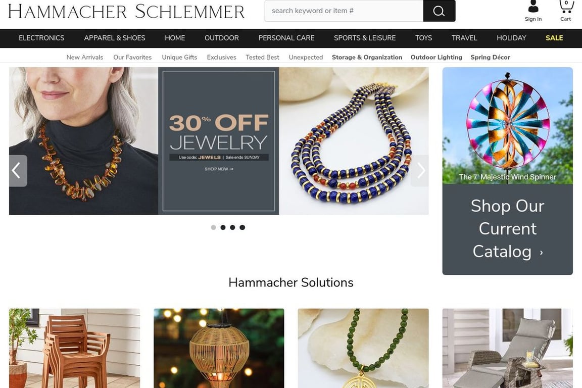 Hammacher Schlemmer homepage