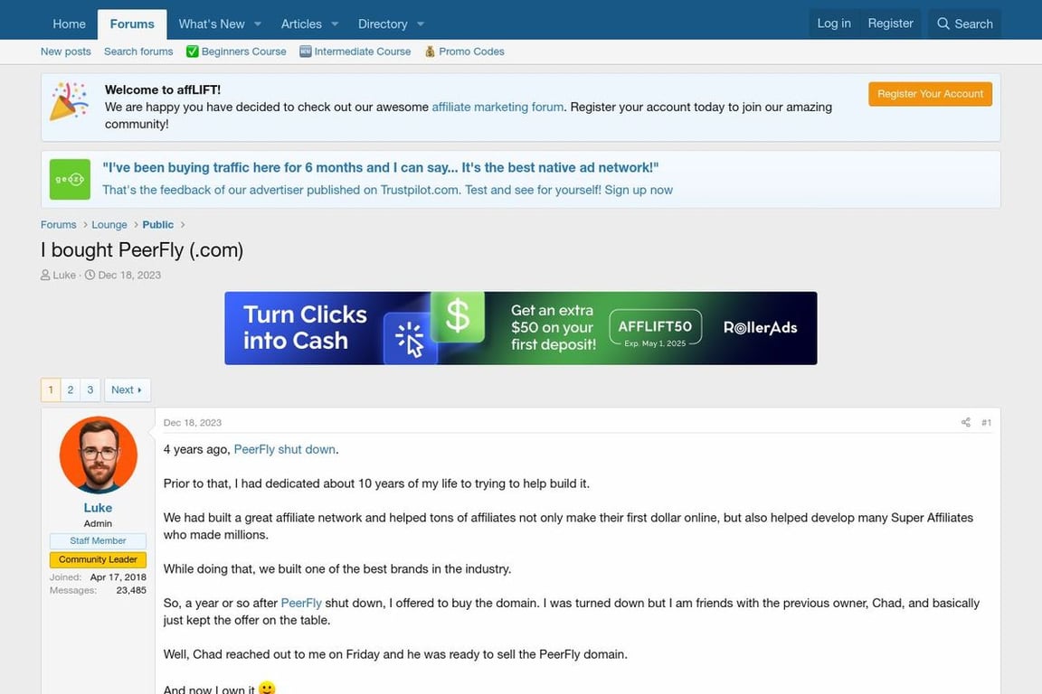 PeerFly homepage