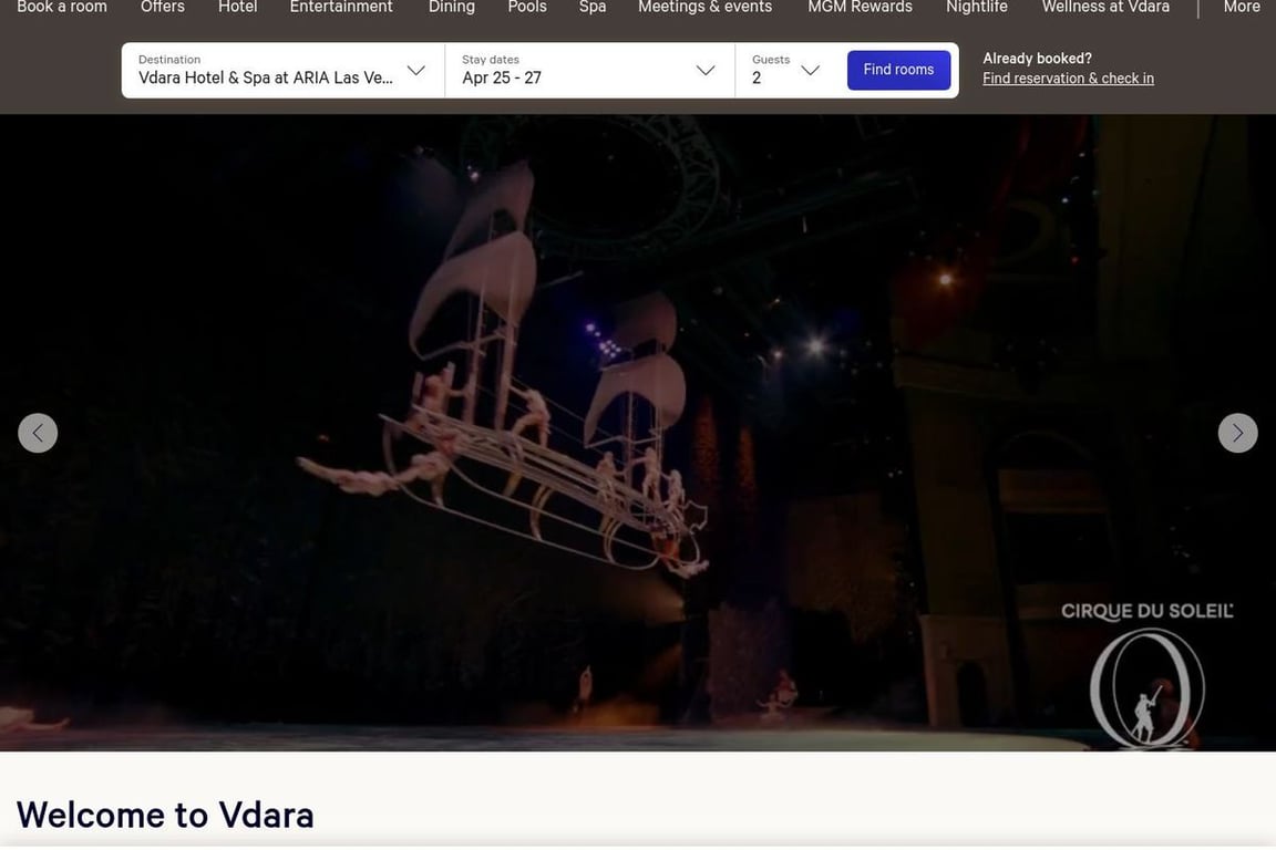 Vdara Hotel & Spa homepage