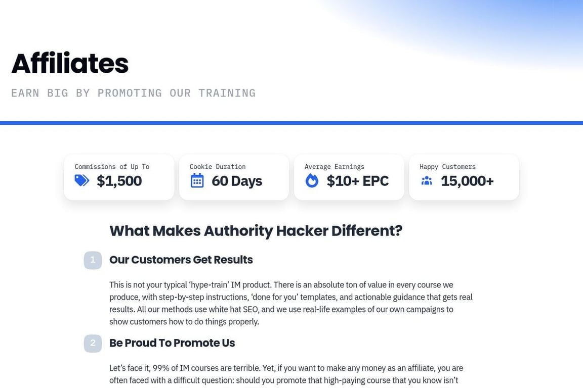 Authority Hacker affiliate program signup page