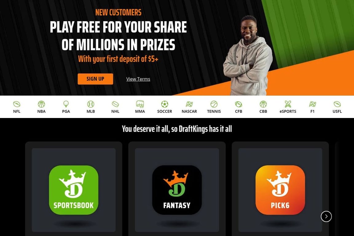 DraftKings homepage