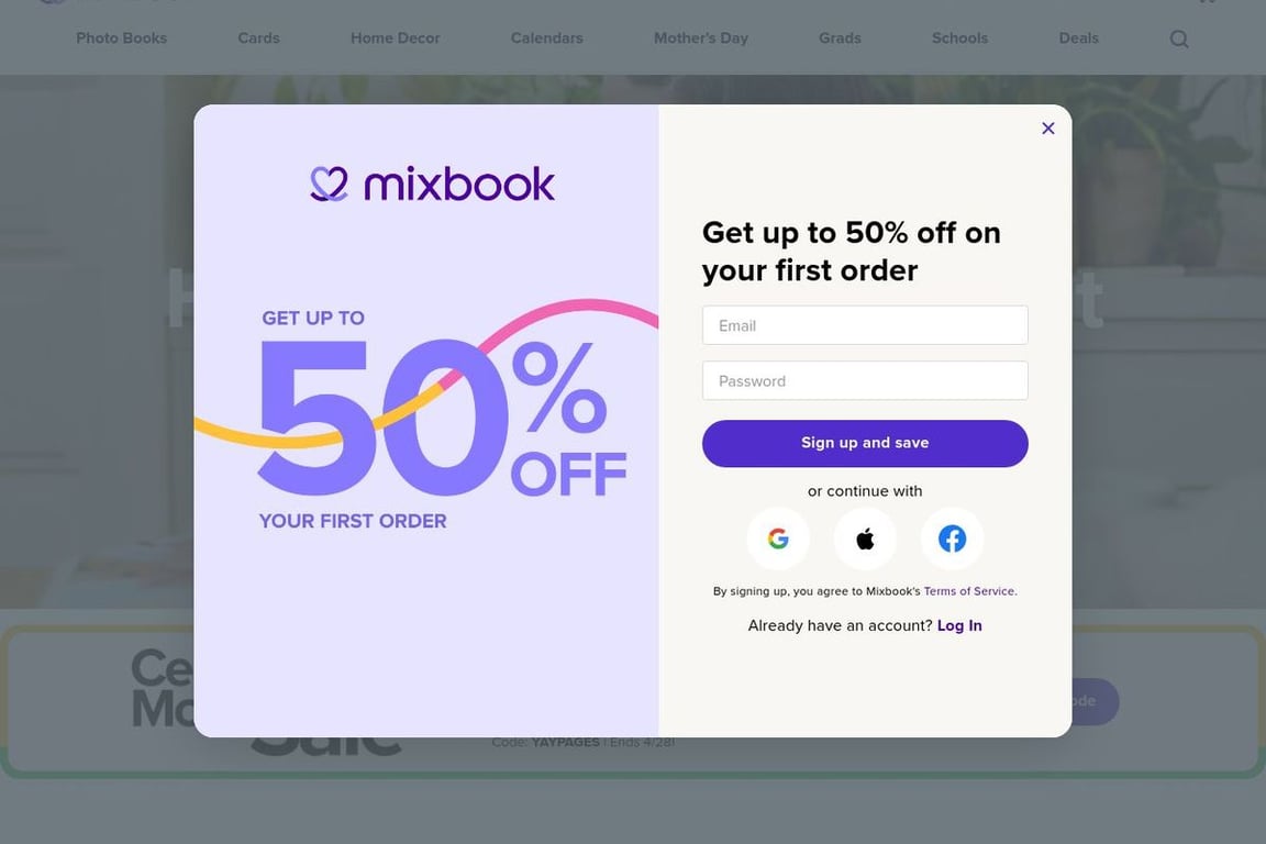 Mixbook homepage
