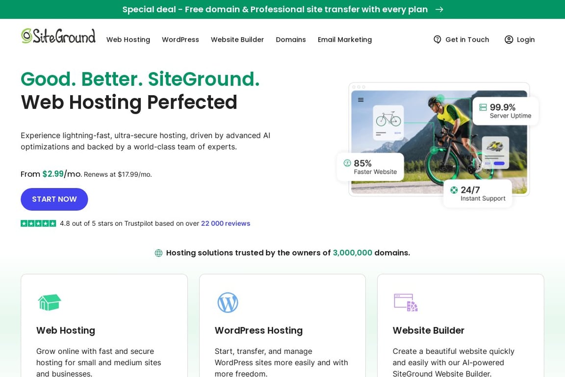 SiteGround homepage