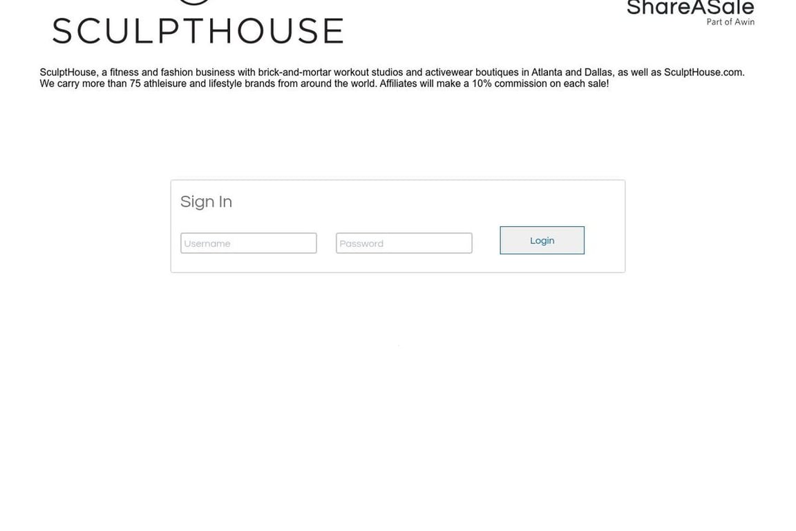 SculptHouse affiliate program signup page