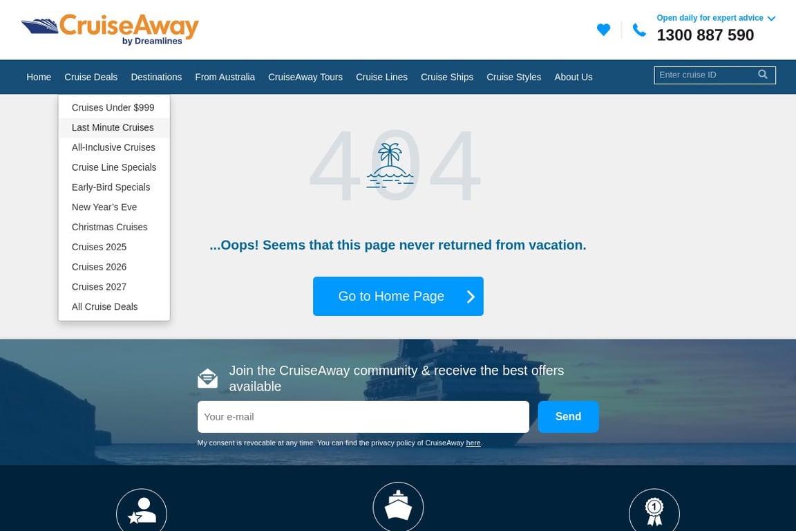 CruiseAway affiliate program signup page
