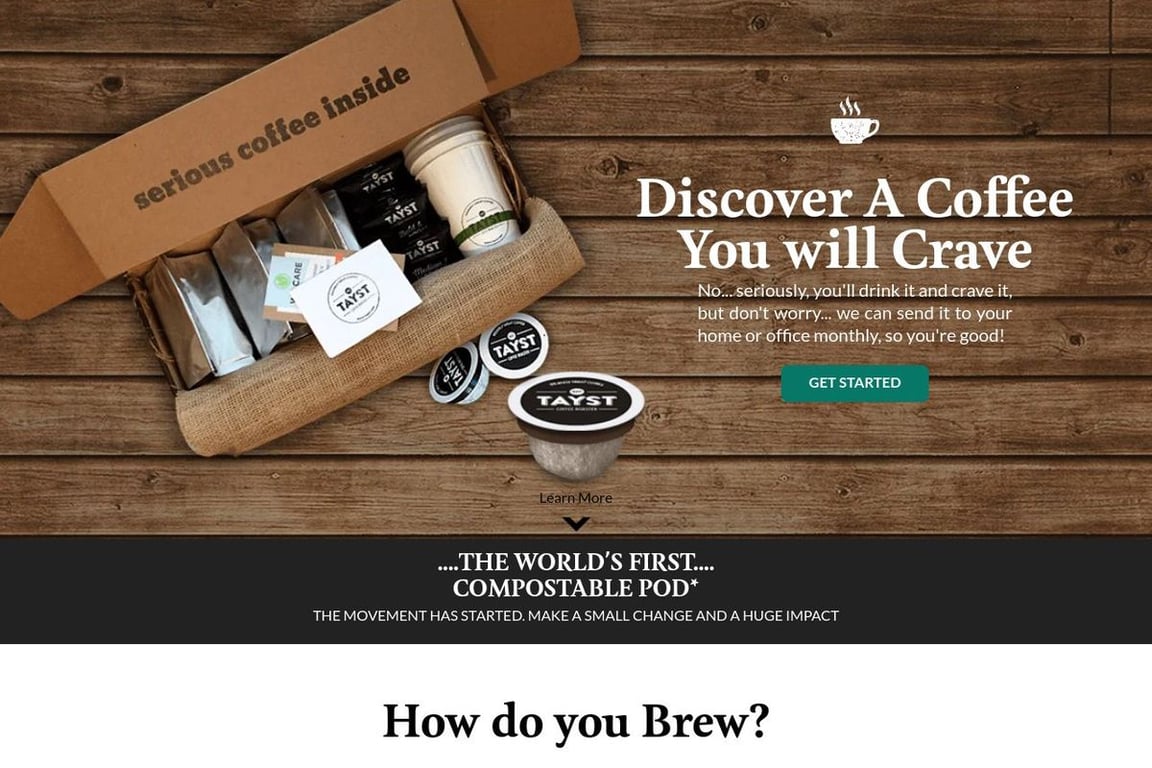 Tayst Coffee homepage