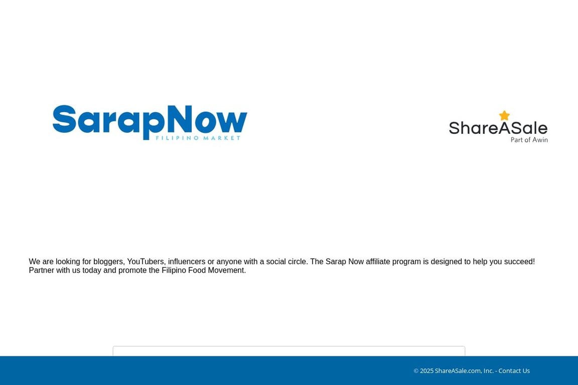 Sarap Now affiliate program signup page