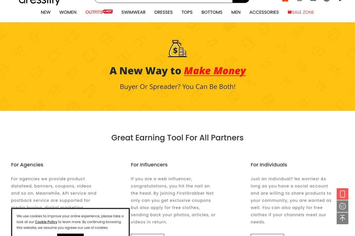 DressLily affiliate program signup page