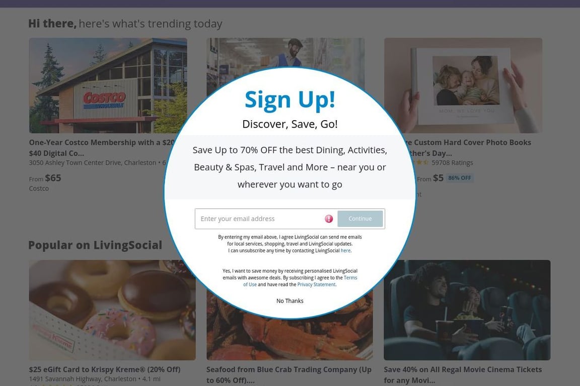 LivingSocial homepage