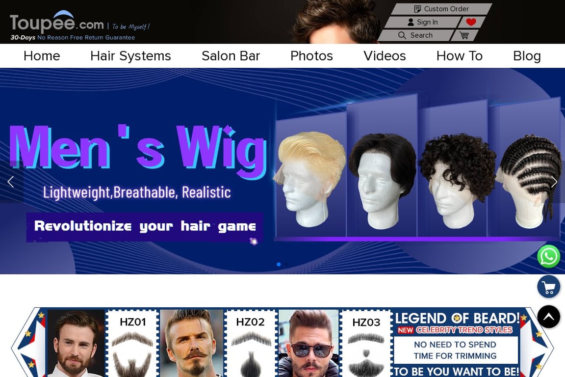 Toupee.com homepage