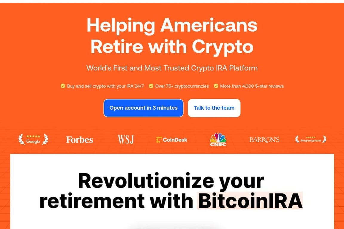 Bitcoin IRA homepage