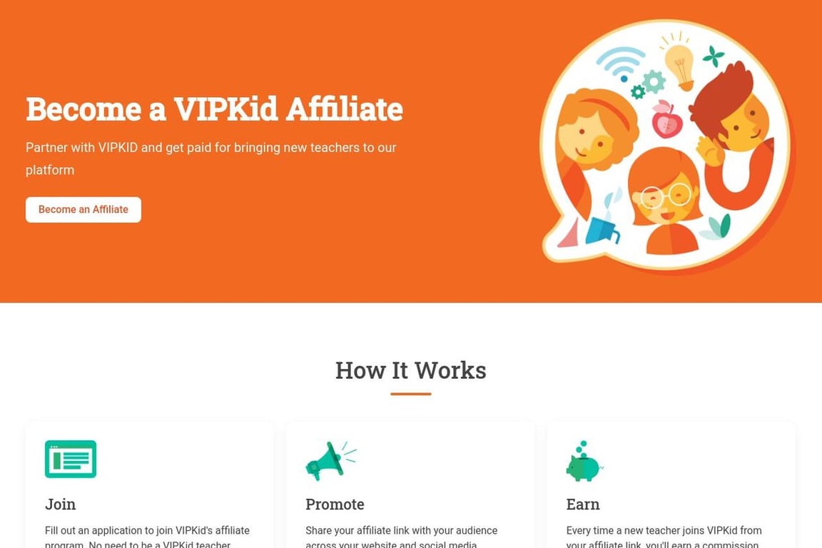 VIPKid affiliate program signup page