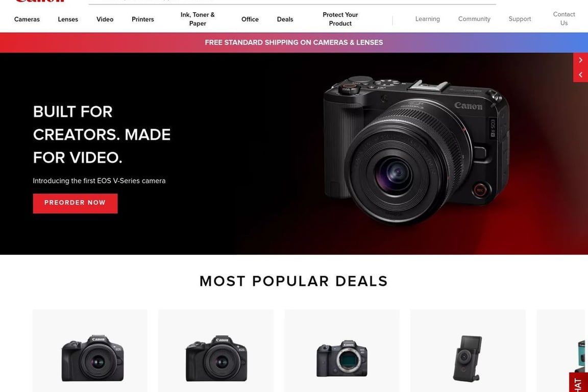 Canon homepage