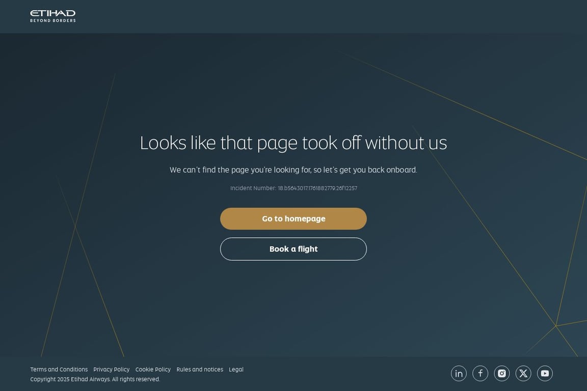 Etihad Airways US homepage