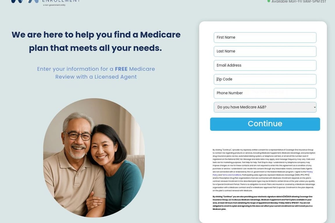 Medicare Plans Enrollment homepage