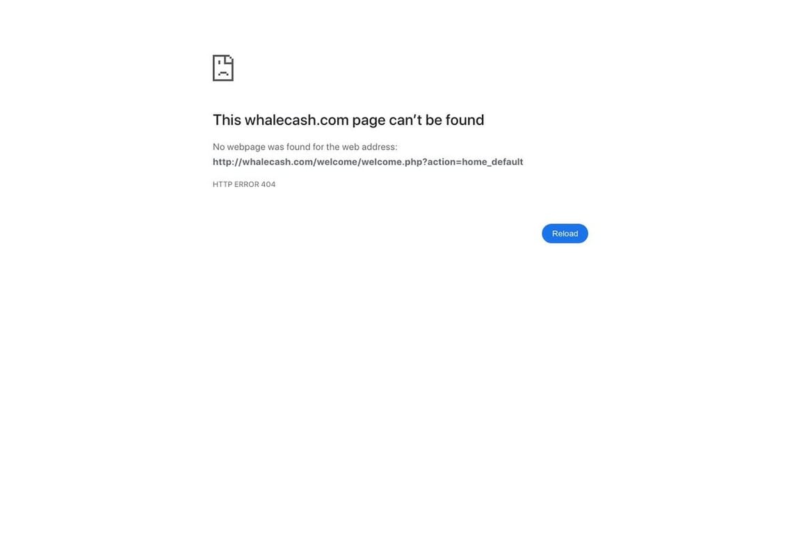Whale Cash homepage