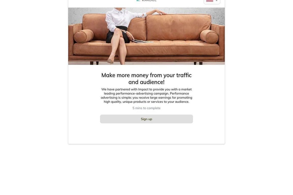 Kardiel affiliate program signup page