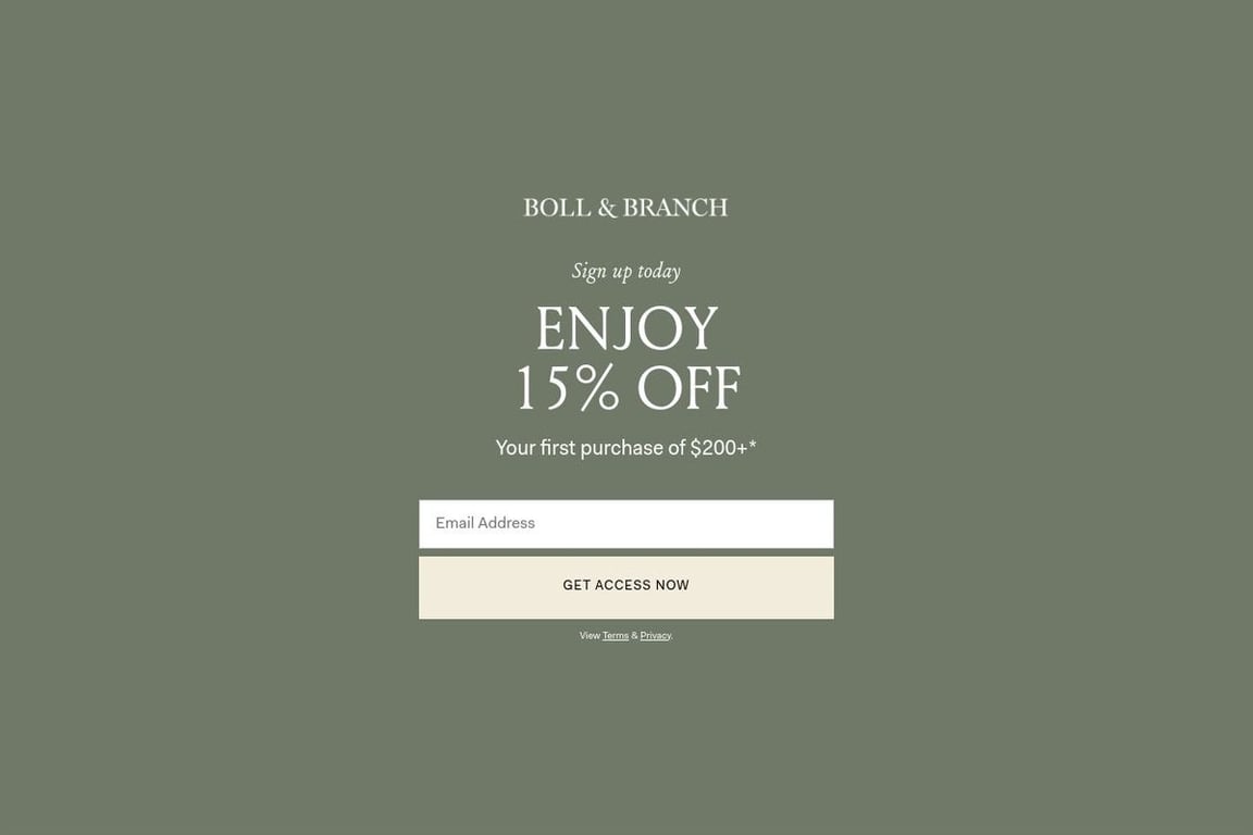 Boll & Branch homepage