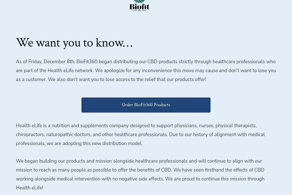 BioFit 360 homepage