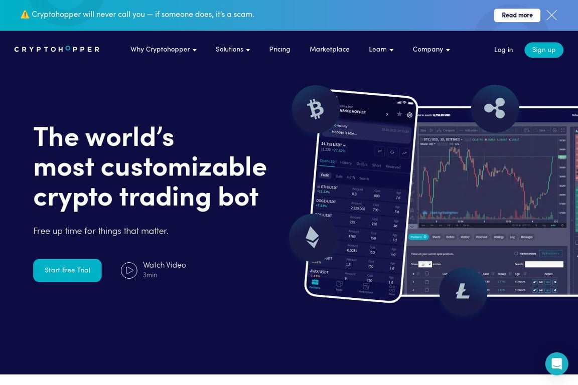 Cryptohopper homepage