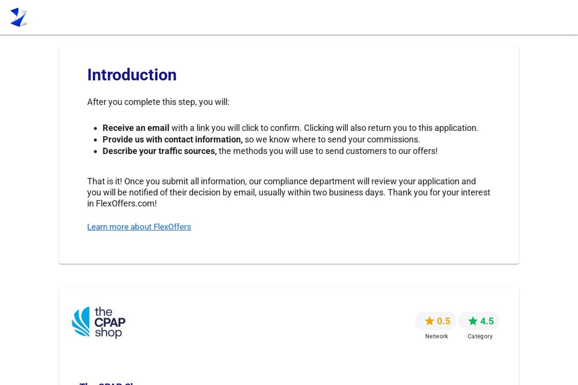 The CPAP Shop affiliate program signup page