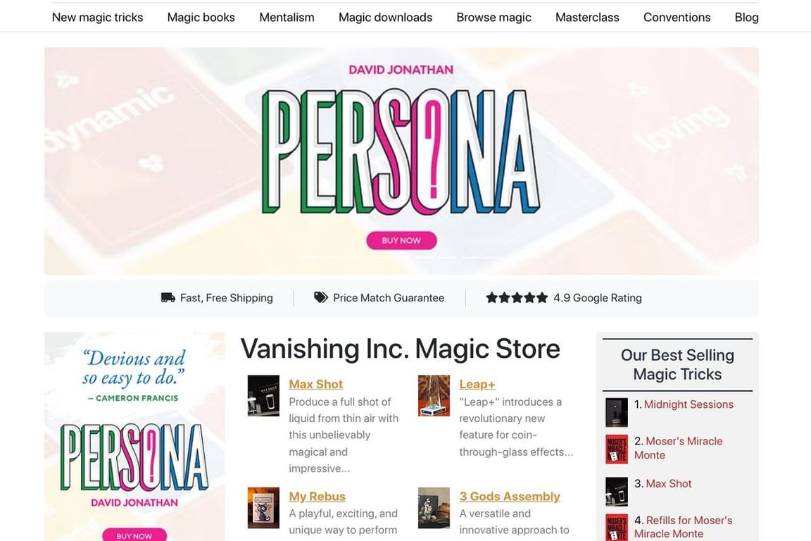 Vanishing Magic homepage