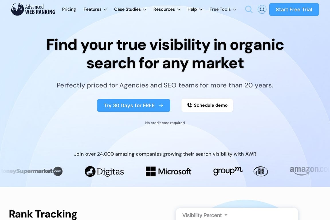Advanced Web Ranking affiliate program signup page