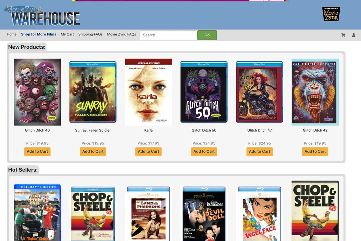 Movie Zyng homepage