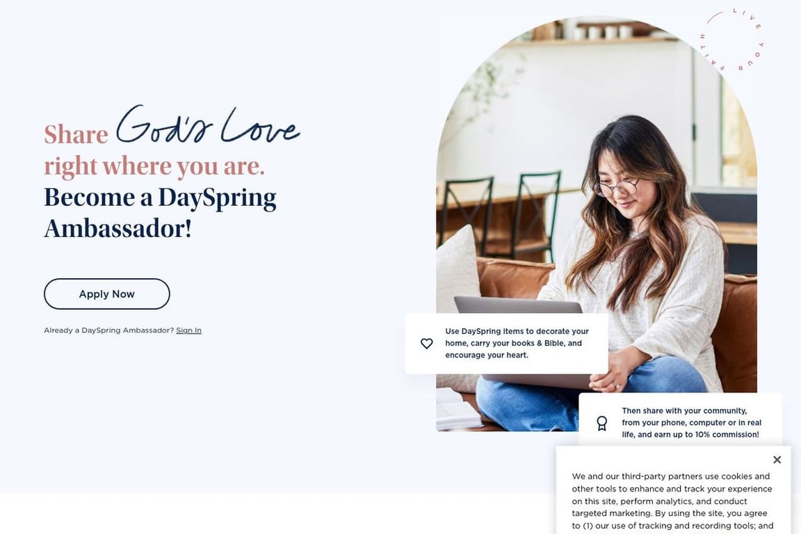 DaySpring affiliate program signup page