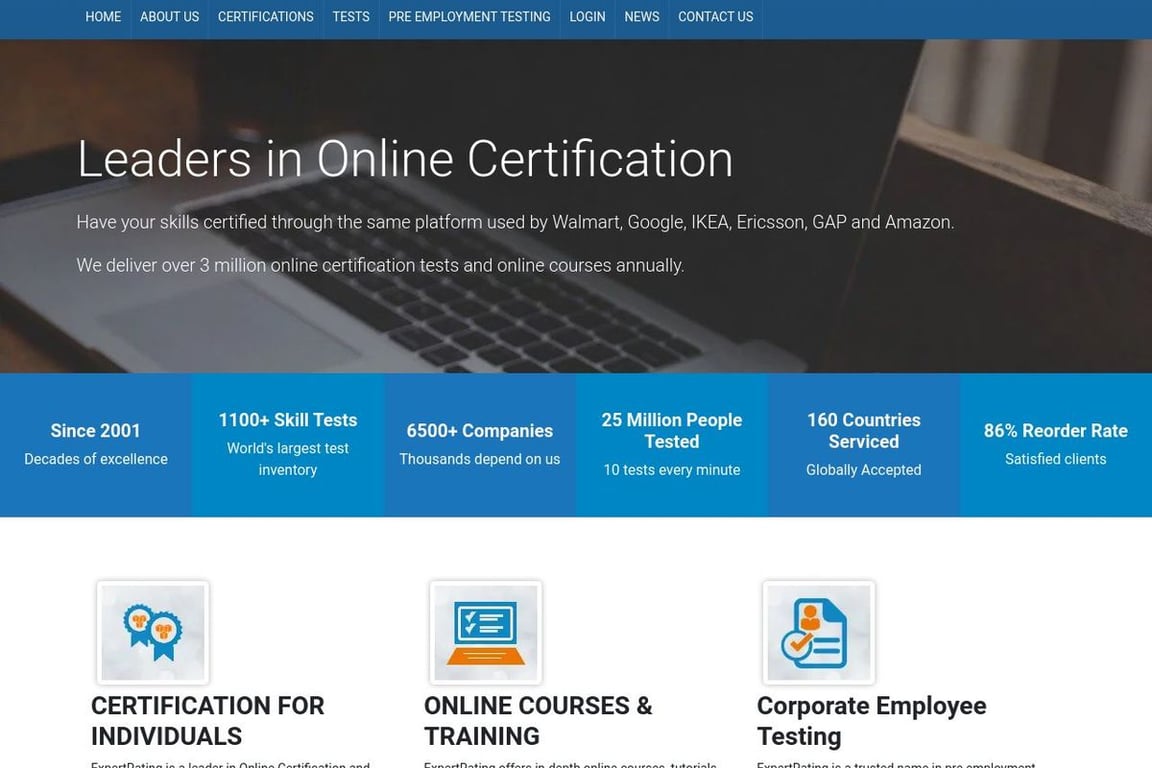 ExpertRating homepage