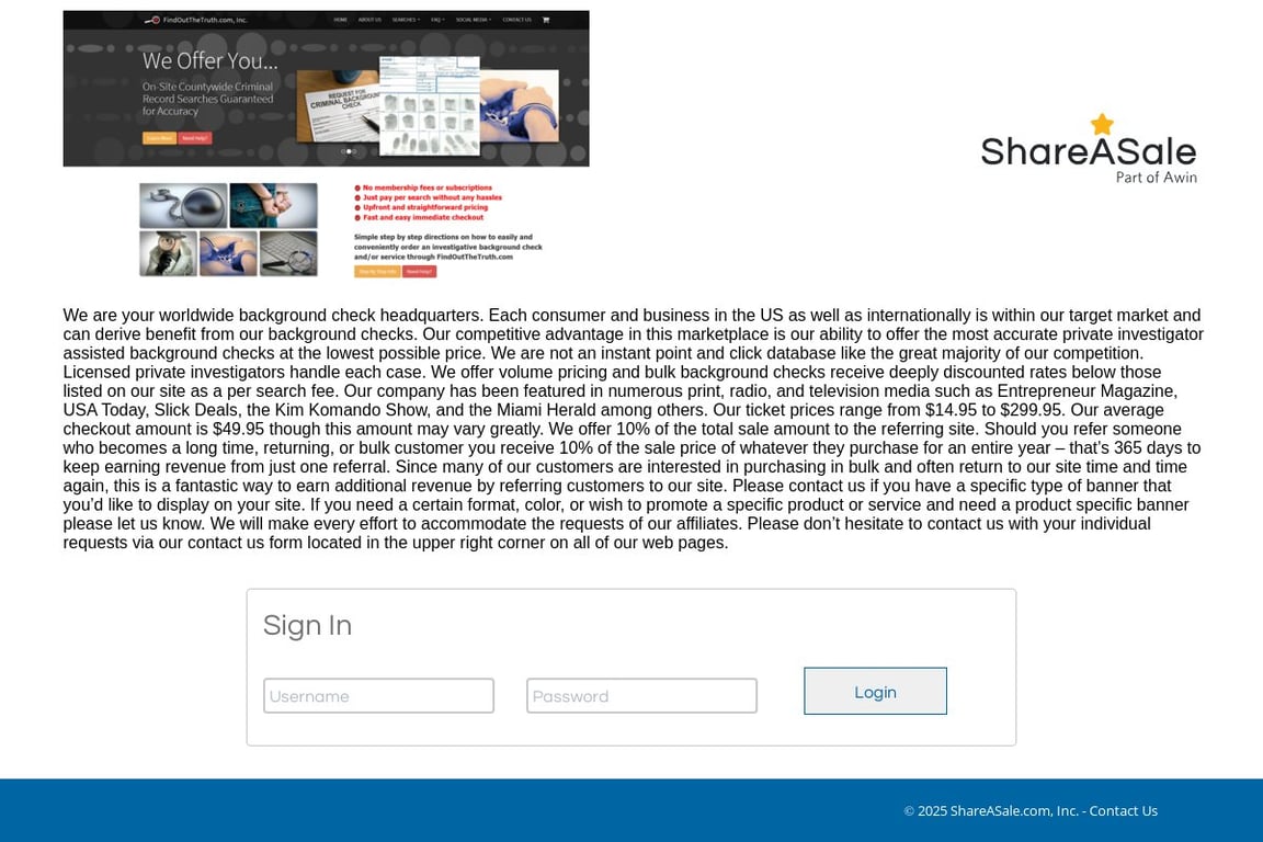 FindOutTheTruth.com affiliate program signup page