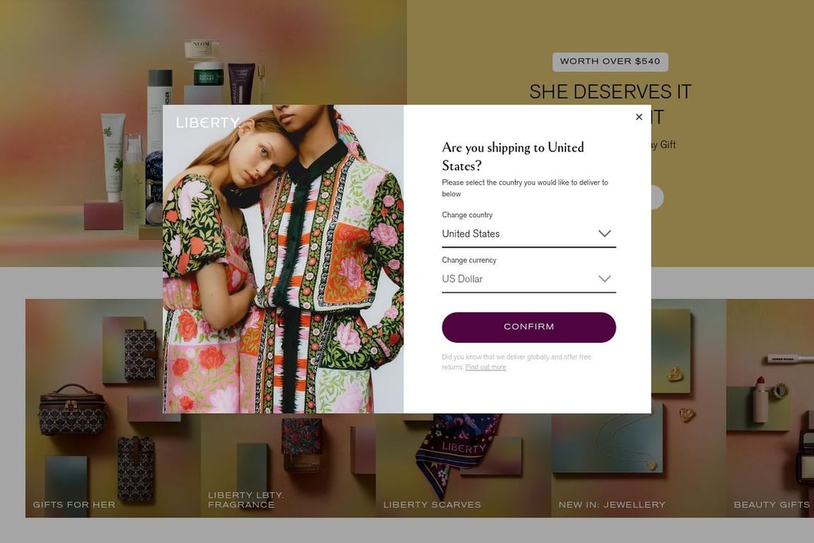 Liberty London homepage