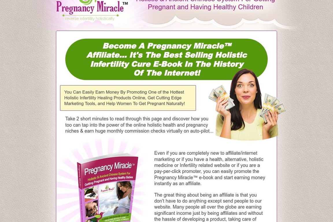 Pregnancy Miracle affiliate program signup page