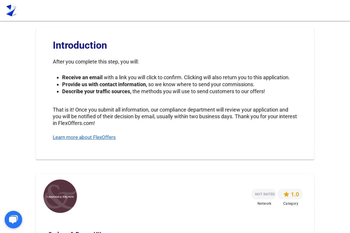 Graham & Brown UK affiliate program signup page