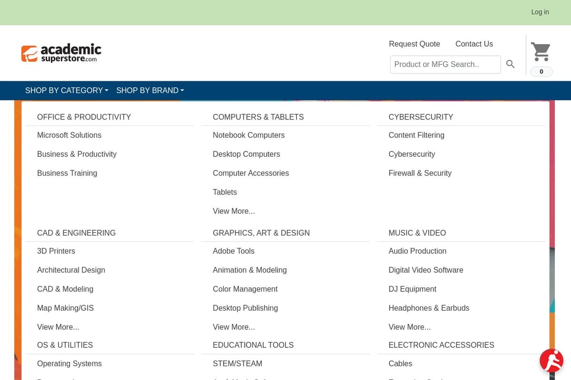Academic Superstore homepage