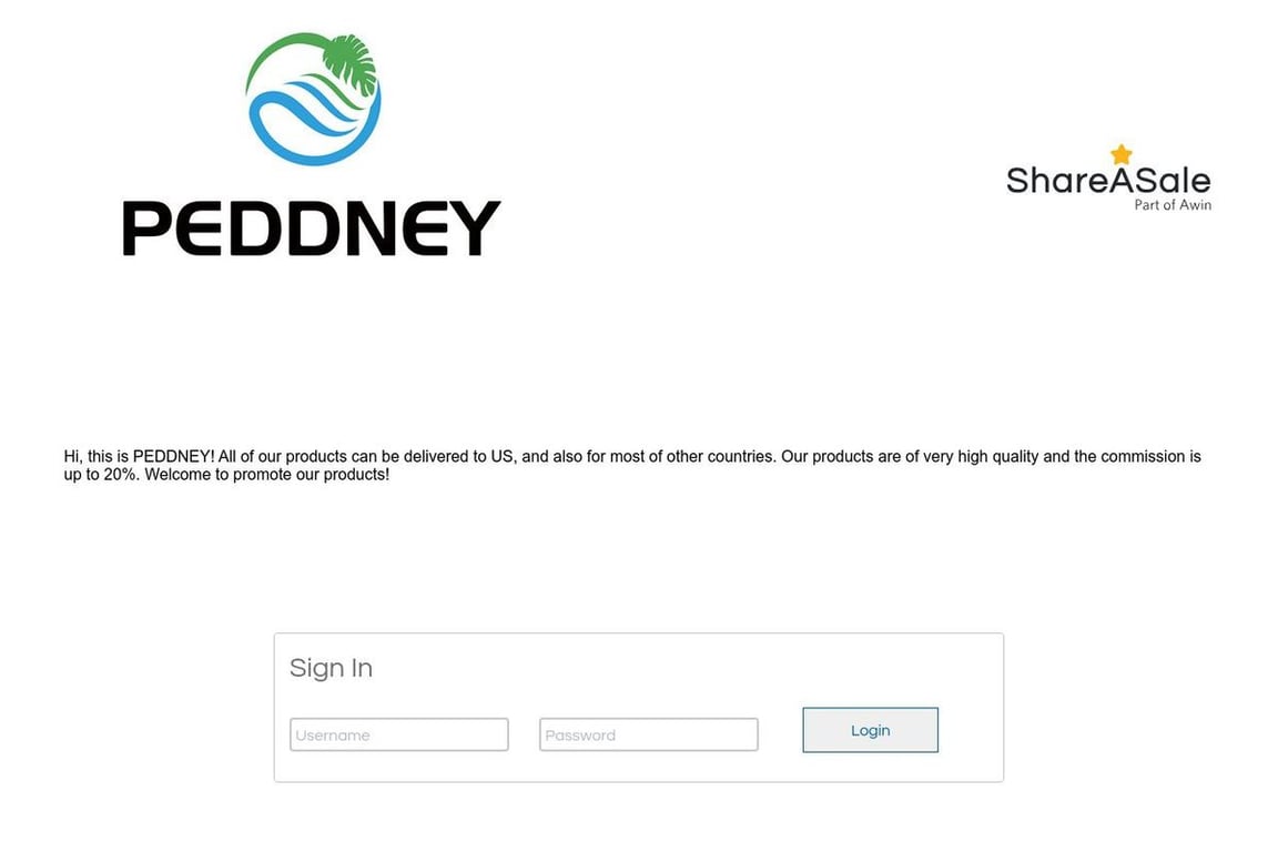 Peddney affiliate program signup page