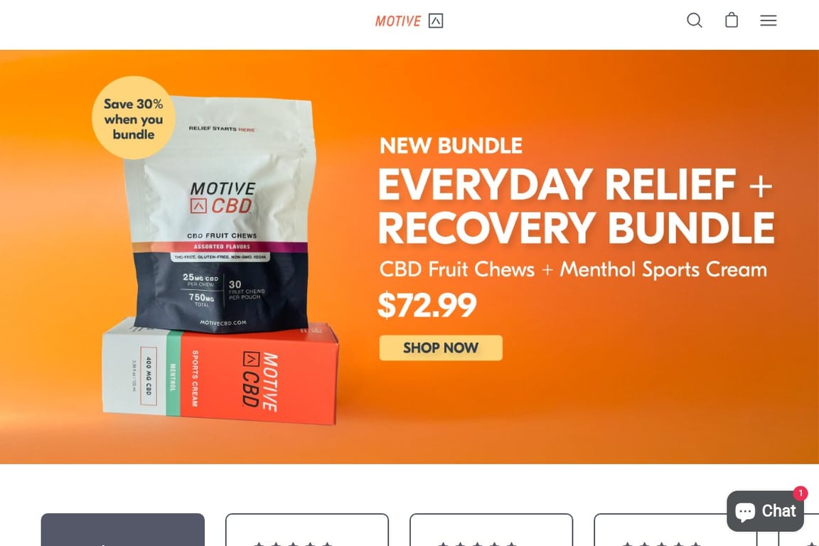 Motive CBD homepage