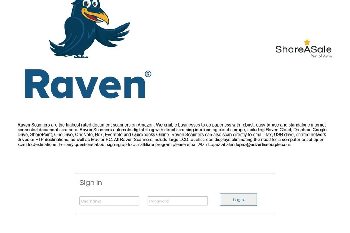 Raven affiliate program signup page