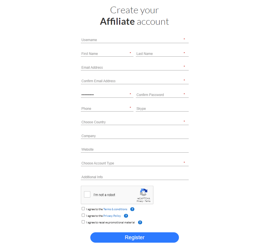 Eightcap Partners affiliate program signup page