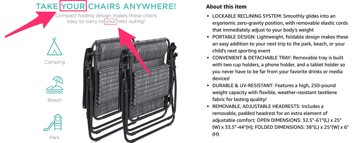 folding chair product description using the word your