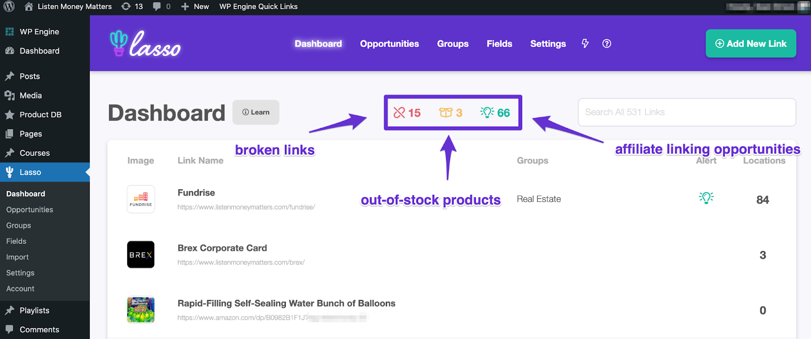 lasso dashboard