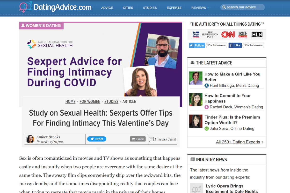 Dating Advice Affiliate Website Example Blog Post