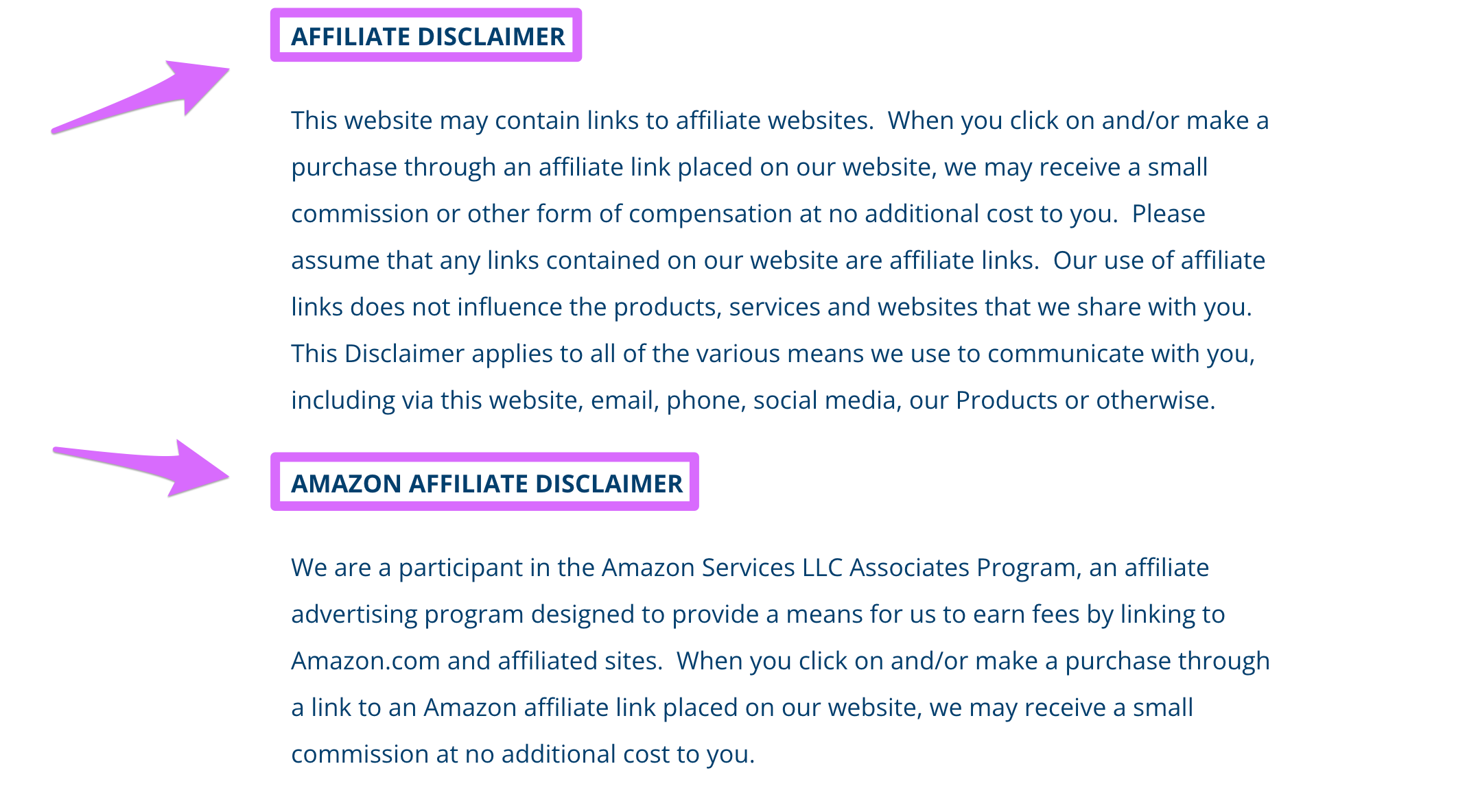 amy lynn andrews affiliate disclaimer and amazon disclaimer
