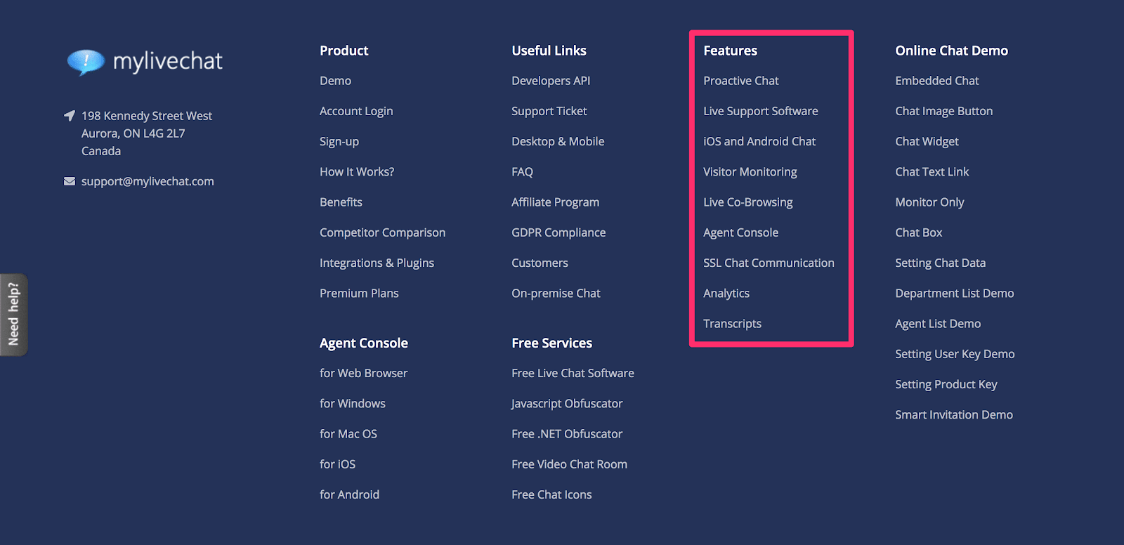 fat footer with all features displayed like previous example in the header