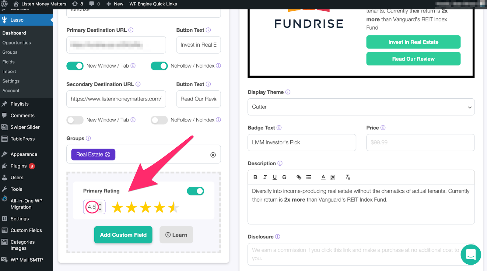 applying a star rating to your lasso display