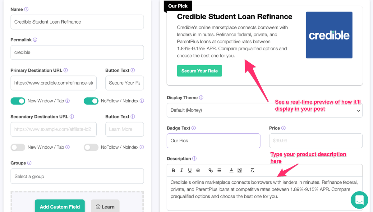 lasso interface of product url