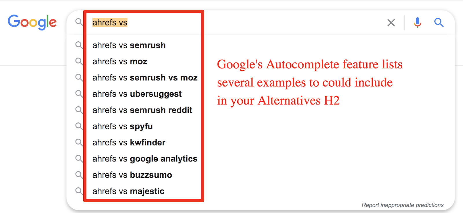 google autocomplete feature